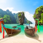 Famous James Bond island near Phuket in Thailand. Travel photo of James Bond island with thai traditional wooden longtail boat and beautiful sand beach in Phang Nga bay, Thailand.
1299735828

CLEARED FOR DIGITAL USE ONLY -