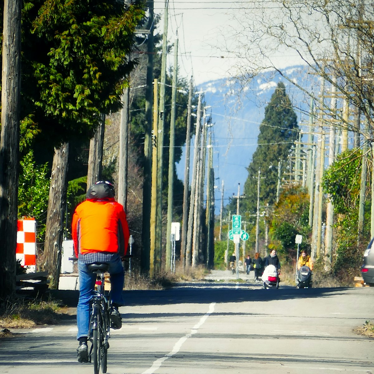 The Arbutus Greenway is transformed from historic rail corridor to a nature walkway for people to do cycling, rolling and strolling, in Vancouver BC Canada.