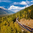 Rocky Mountaineer passing through Banff National Park.
