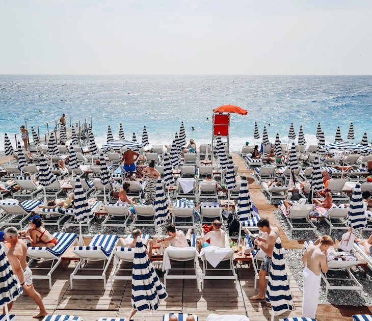 Nice, France - September 17, 2023: Beaches in Nice in September, License Type: media, Download Time: 2025-03-07T20:24:34.000Z, User: rhylton_redventures, Editorial: true, purchase_order: 56530 - Guidebooks, job: Lonely Planet, client: Lonely Planet WIP, other: Rhianydd Hylton