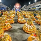 A samba parade at the Sambodromo during Carnaval in Rio de Janeiro.