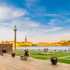View of Monument Engelbrekt and the beautiful gardens of Stadshusparken, 