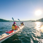 Kayaking and paddling along the shoreline of the suburban neighborhood of Deep Cove, North Vancouver, British Columbia, Canada
1290813059